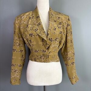 Michelle Stuart Vintage 100% Silk Cropped Blazer 4 Baroque 80s Glamoratti